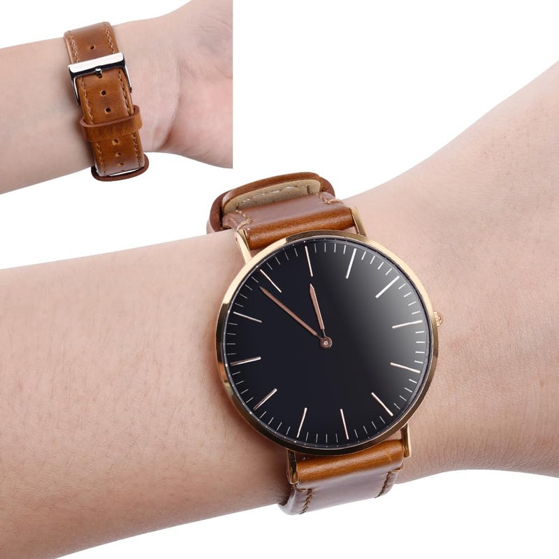 Ritche Leather Watch Strap with Quick Release Pins, 21mm Replacement Watch Band for Men and Women, Fits Smartwatches & Traditional Watches - Image 2