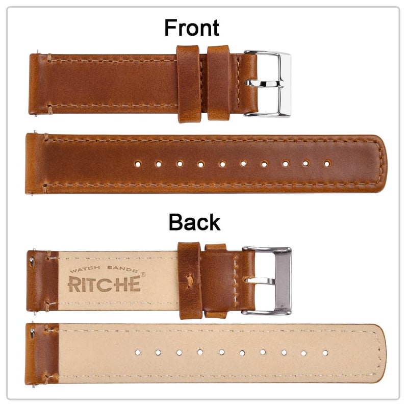 Ritche Leather Watch Strap with Quick Release Pins, 21mm Replacement Watch Band for Men and Women, Fits Smartwatches & Traditional Watches - Image 5