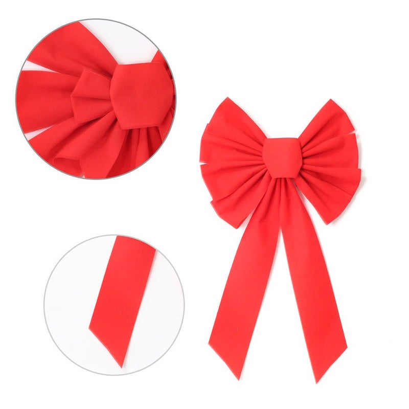 Double-Layer Red Velvet Large Christmas Bow Pendant Christmas Tree Decoration Handmade Ribbon Bow Pendant - Image 4