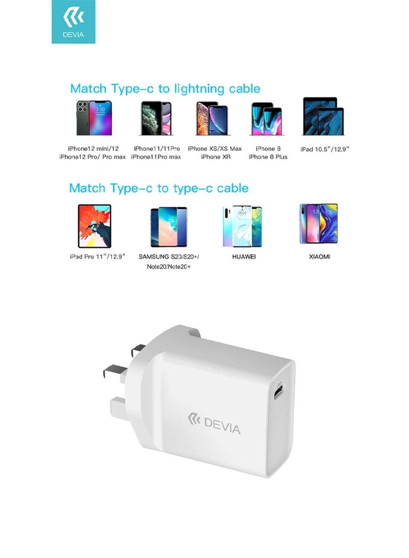 ديفيا شاحن سريع  بي دي 20 واط - أبيض - Image 2