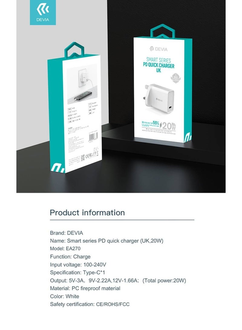 ديفيا شاحن سريع  بي دي 20 واط - أبيض - Image 3