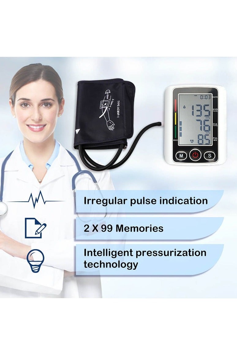Large Screen Upper Arm Blood Pressure Monitor – Digital BP Machine with LED Display, One-Touch Operation, Adjustable Cuff, Dual-User Memory, Irregular Heartbeat Detection for Home Use - Image 4