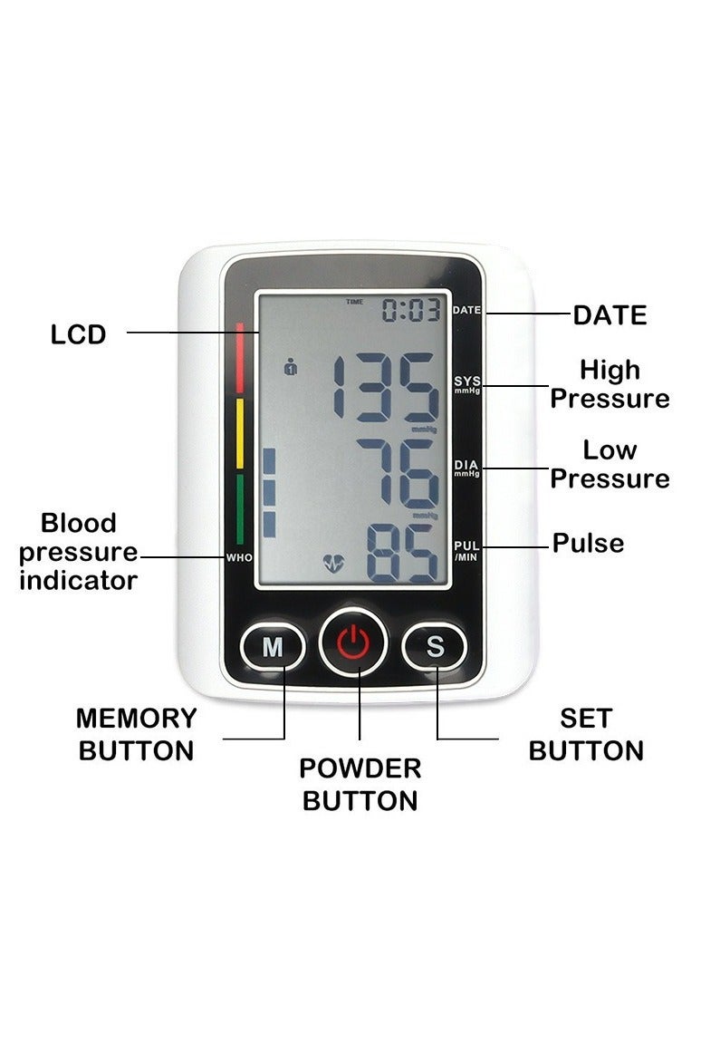 Large Screen Upper Arm Blood Pressure Monitor – Digital BP Machine with LED Display, One-Touch Operation, Adjustable Cuff, Dual-User Memory, Irregular Heartbeat Detection for Home Use - Image 5