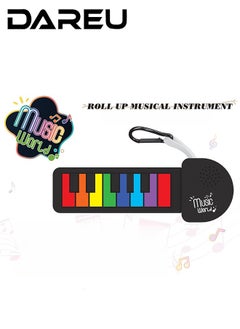 DAREU Micro Rainbow Piano Keychain – Real Playable Mini Electronic Keyboard with 12 Color Keys & Built-In Speaker – Silicone Piano Pad for Kids & Musicians – Portable Toy for Backpack or Pocket – Battery Included  - Image 1