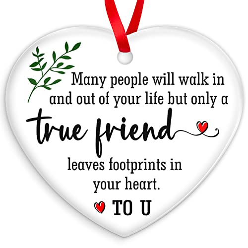 OASSIE Friend Gifts for Women  Ceramic Christmas Ornaments 2025 for Tree Decorations  Friendship Gifts for Women Friends Inspirational Friend Gift Ideas Friends Ornament for Christmas Decorations