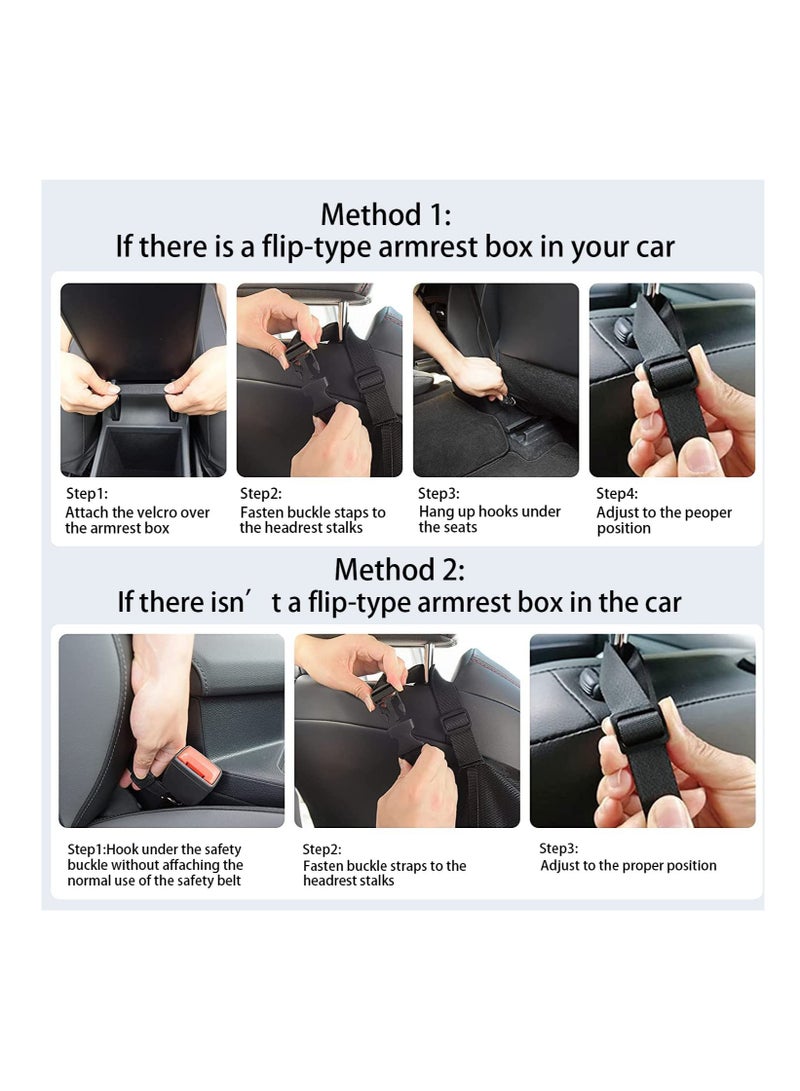Excefore Car Handbag Purse Holder Between Seats, Auto Seat Leather Organizer Pocket, Front Seat Bag Box Storage for Cell Phone Document, Backseat Barrier for Kids Pet, Fits for Most Vehicles (Black)  - Image 5