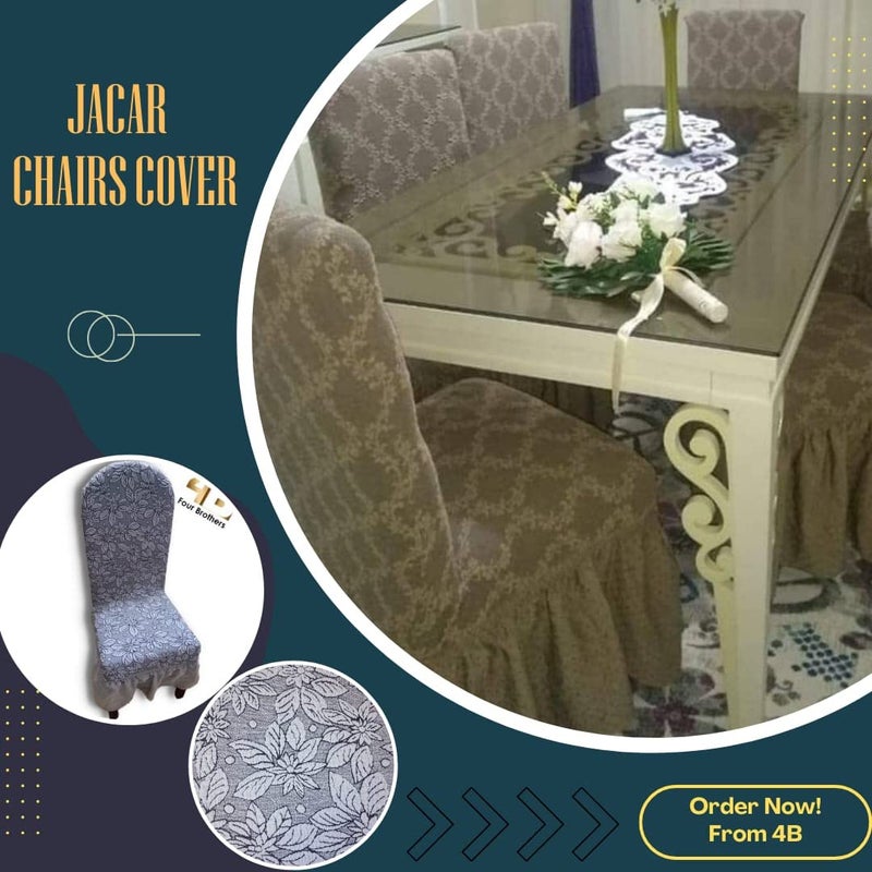 Jacquard Chair Cover 6 Piece (Grey) - Image 2