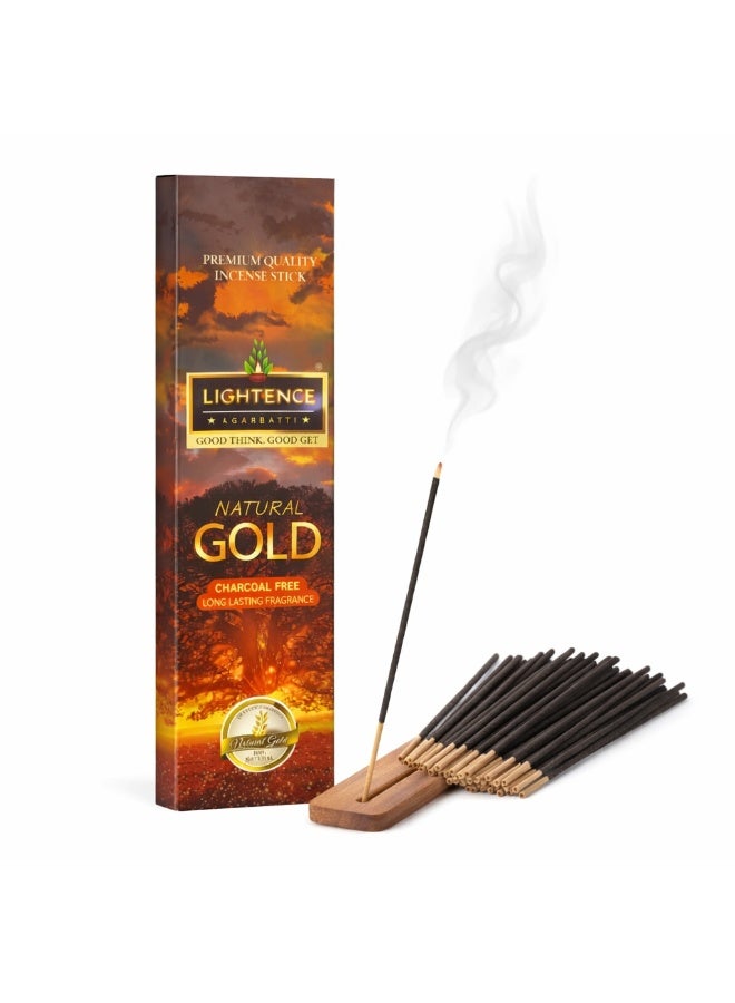 Lightence Natural Gold Incense Sticks Charcoal Free Agarbatti – Long Lasting Aromatherapy Fragrance Incense for Meditation, Prayer, Relaxation & Home Fragrance – Premium Indian Incense Sticks - Image 1