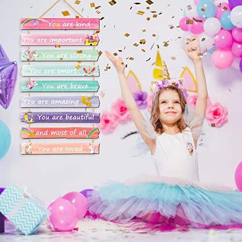 Yookeer Set of 9 Pink Room Decor for Teen Girls Aesthetic, Unicorn Rainbow Wall Art for Girls' Bedroom Inspirational Boho Rainbow Wall Art Signs for Princess Nursery Room Bedroom Nursery Decor - Image 5