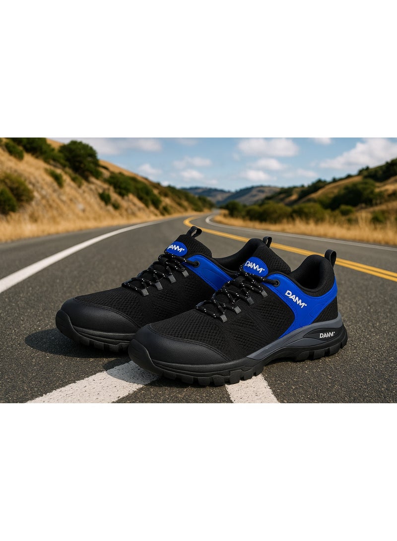 DANMI Men's Safety Shoes with Steel Toe – Anti-Slip & Anti-Puncture, Breathable Honeycomb Lining, Lightweight & Comfortable – Black & Blue Size 43 - Image 3