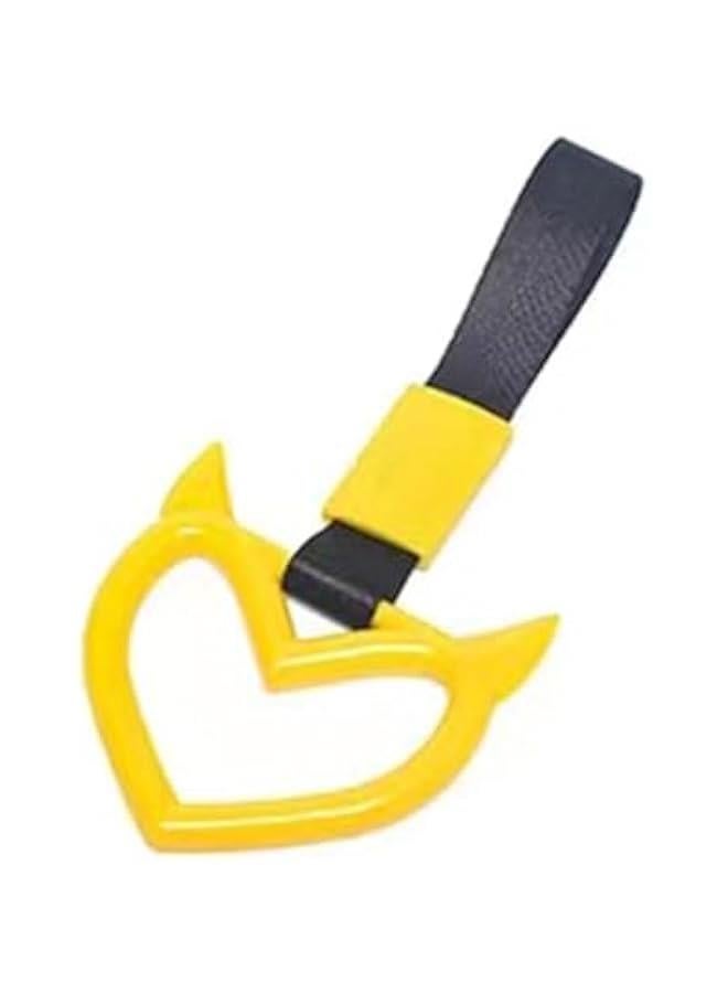 Generic Car Hand Strap Devil Heart Handle Replacement Train Bus Handle Rear Bumper Warning Rings Auto Accessories Hanging Rings Drift Charm Strap, Yellow  - Image 1