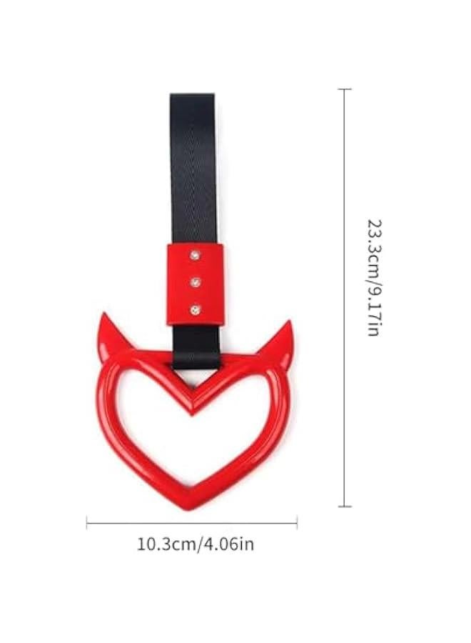 Generic Car Hand Strap Devil Heart Handle Replacement Train Bus Handle Rear Bumper Warning Rings Auto Accessories Hanging Rings Drift Charm Strap, Yellow  - Image 5