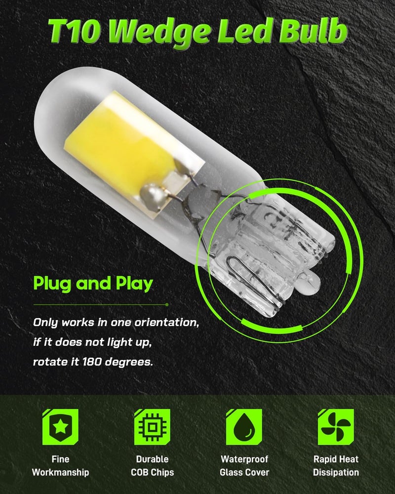 Alopee 10 Pack T10 Led Bulb White 6500K DC 12V Replacement for T10 193 194 198 W5W 168 Led Bulb Automotive Interior Lights RV Camper Under Cabinet Lights - Image 2