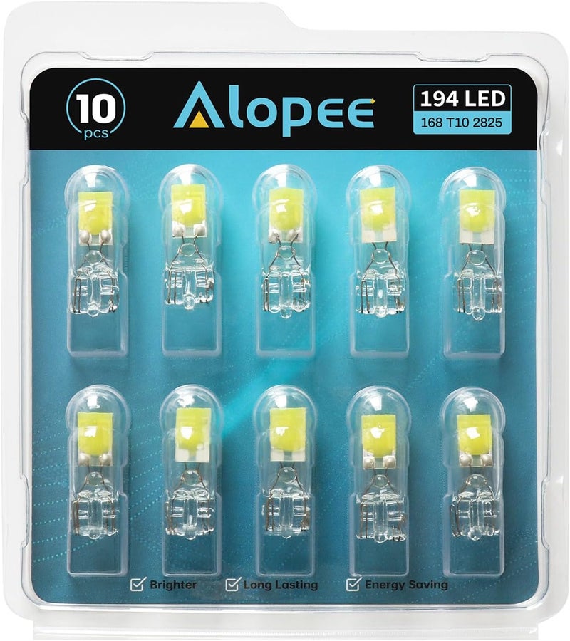 Alopee 10 Pack T10 Led Bulb White 6500K DC 12V Replacement for T10 193 194 198 W5W 168 Led Bulb Automotive Interior Lights RV Camper Under Cabinet Lights - Image 1