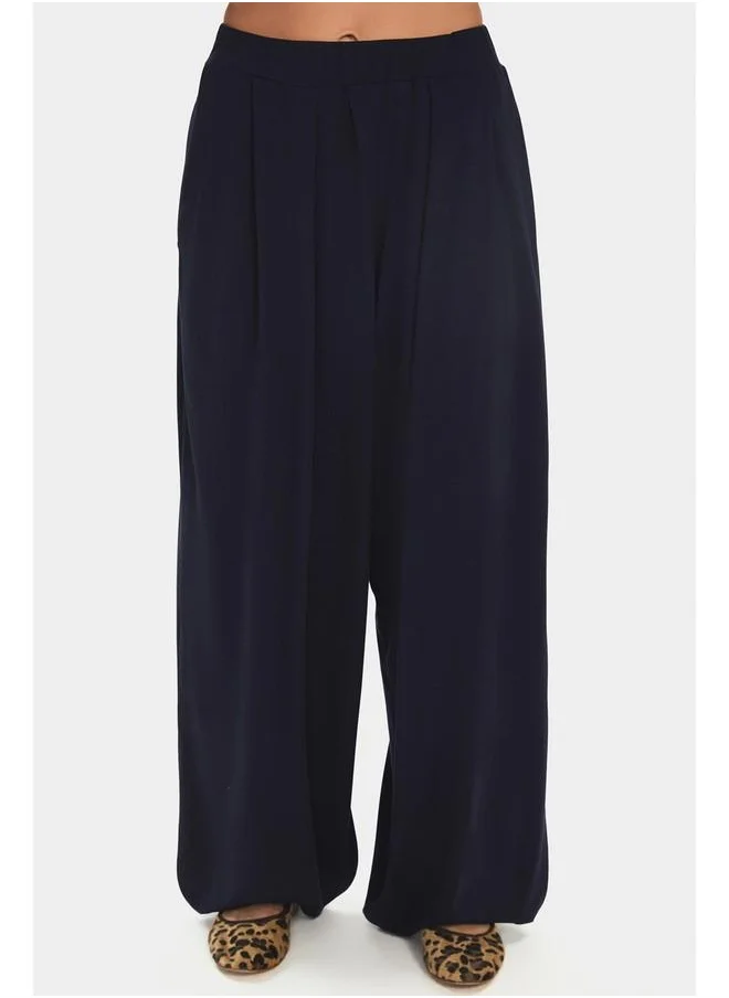 جون June Women Rayon Blend Wide Leg Flowy Trouser Navy