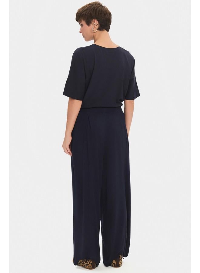 جون بنطلون واسع نسائي من مزيج الرايون من جين يونيو - كحلي - Image 5