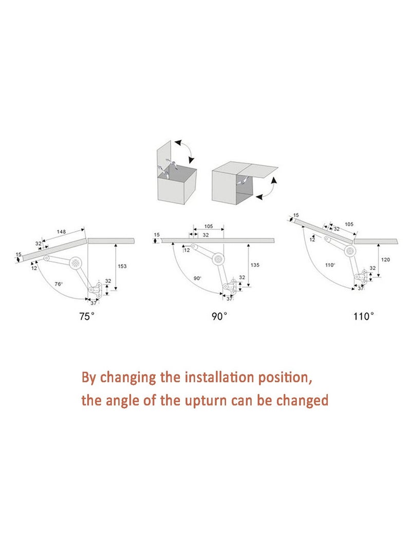 Soft-Closing Door Panel Support Hinges Stay, Folding Cover Support Stopped at Will for Heavy Duty Clamshell Hinges for Cabinet Cover,Wall Cabinet Door and Box Cover - Image 4