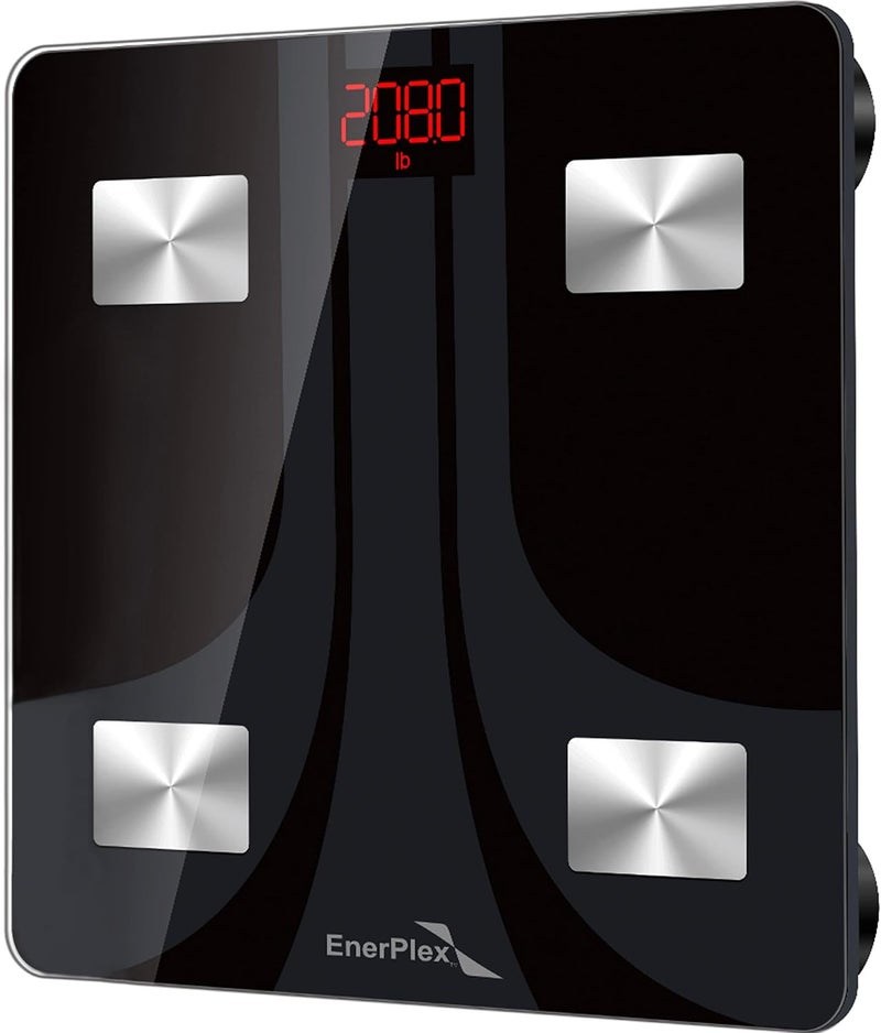 EnerPlex Fit 2020 Model Bluetooth Body Fat Scale Weight Scales Digital Smart Body Composition Wireless Analyzer BMI Scale Health Monitor with Smartphone APP 396 lbs BLACK - Image 1