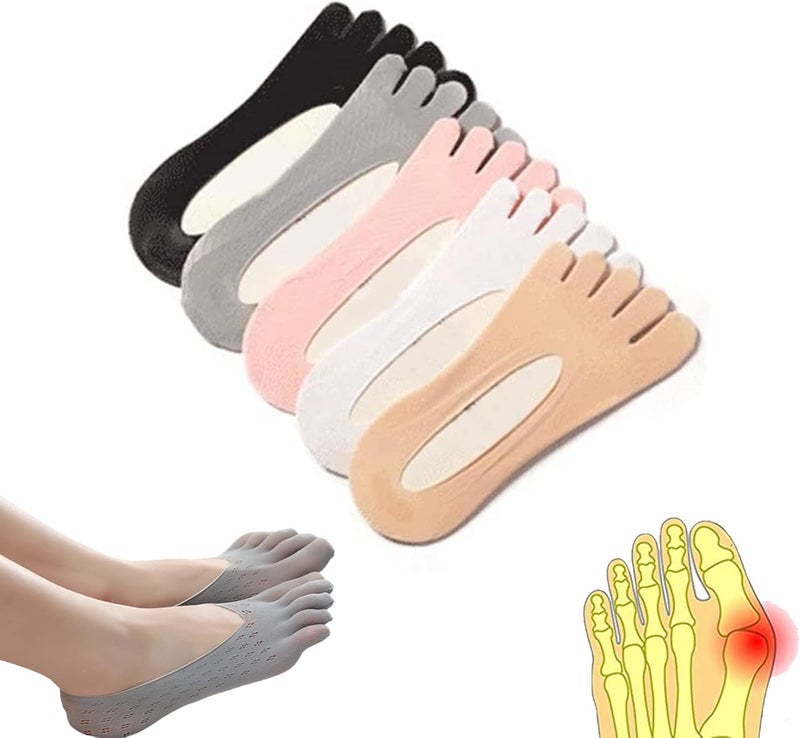 woobles Orthoes Bunion Relief Socks, Sock Align Toe Socks for Bunion, Anti Bunions Socks, Bunion Relief Socks, Split Toe Orthopedic Compression Bunions Socks (5pairs) 5pairs - Image 1