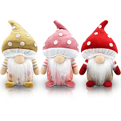 Gehydy Gehydy Set of 3 Spring Gnomes Decoration Mushroom Summer Easter Gnome Plush Stuffed Handmade Decor for Home Kitchen Tiered Tray 