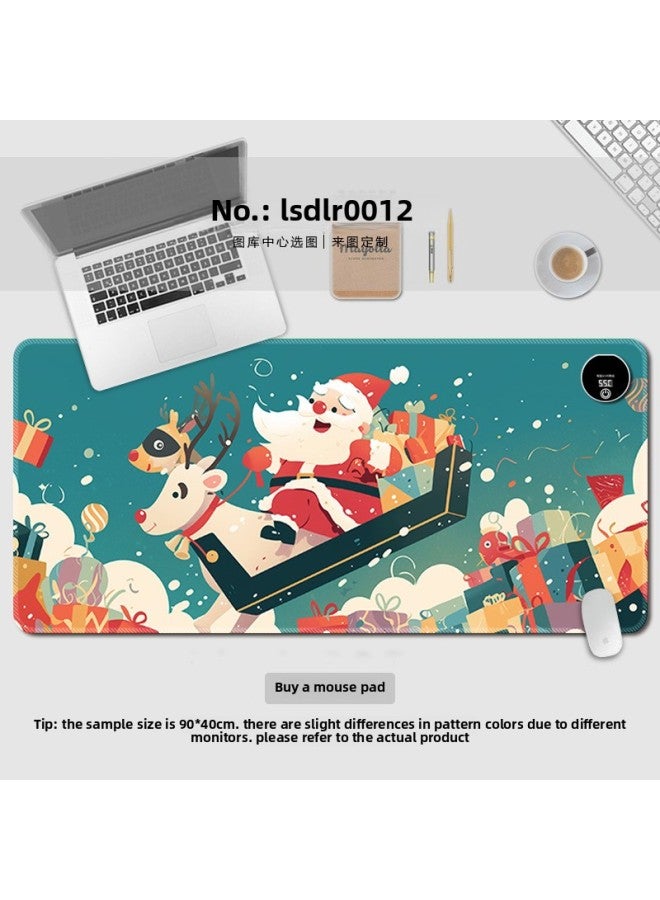 Happy Santa Claus Heating Mouse Pad Oversized Cartoon Computer Desk Pad Office Game Wrist Keypad Pad-Color:330*600*1.6mm Boxed-Pattern:Lsdlr012 - Image 1