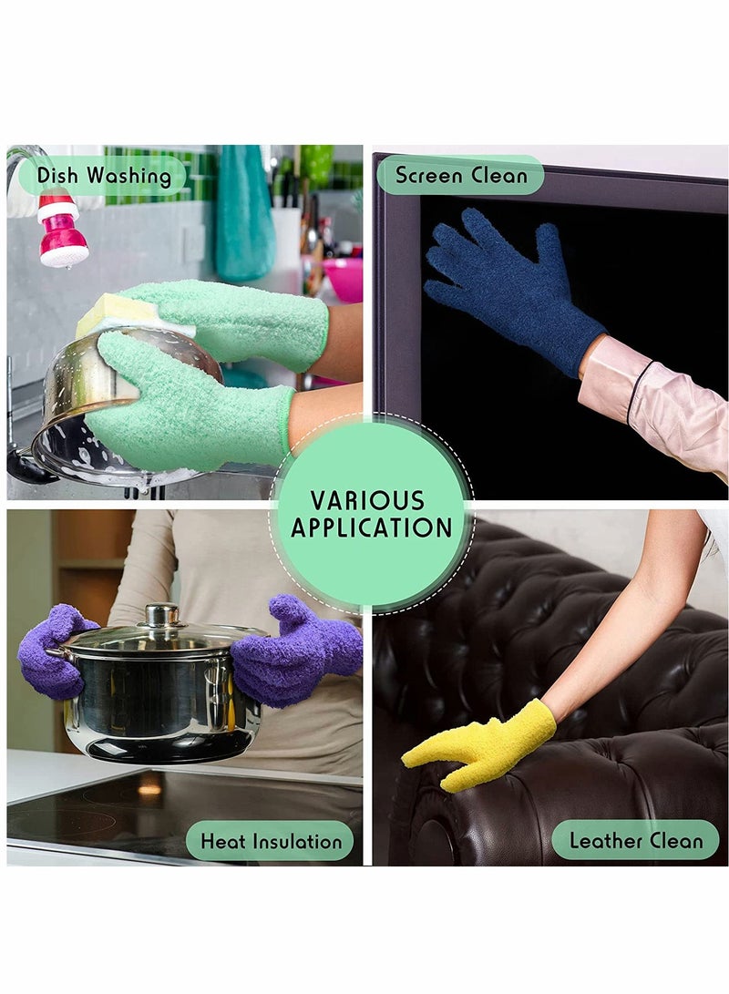 4 Pairs Microfiber Dusting Cleaning Gloves Washable Mittens for House Trucks and Cars Nice Mirrors Lamps Window - Image 5
