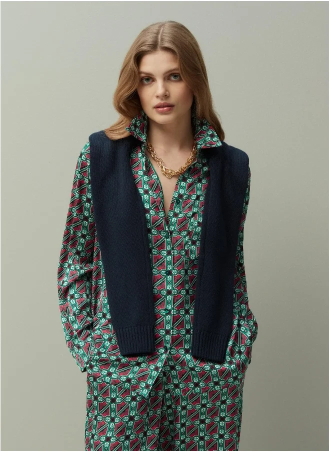 Ovs Ovs Piombo Patterned Satin Shirt