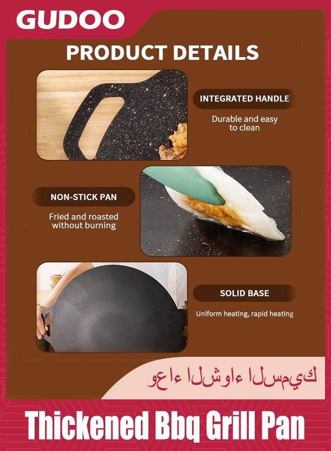 GUDOO 34 سم صينية شواء سميكة شواء غير لاصقة للطهي في المنزل وعلى مواقد الغاز والخارجية مستديرة مع مقابض معلقة لطهي الفطائر والأضلاع - Image 3