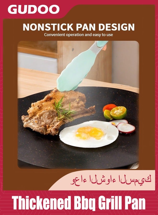 GUDOO 34 سم صينية شواء سميكة شواء غير لاصقة للطهي في المنزل وعلى مواقد الغاز والخارجية مستديرة مع مقابض معلقة لطهي الفطائر والأضلاع - Image 4