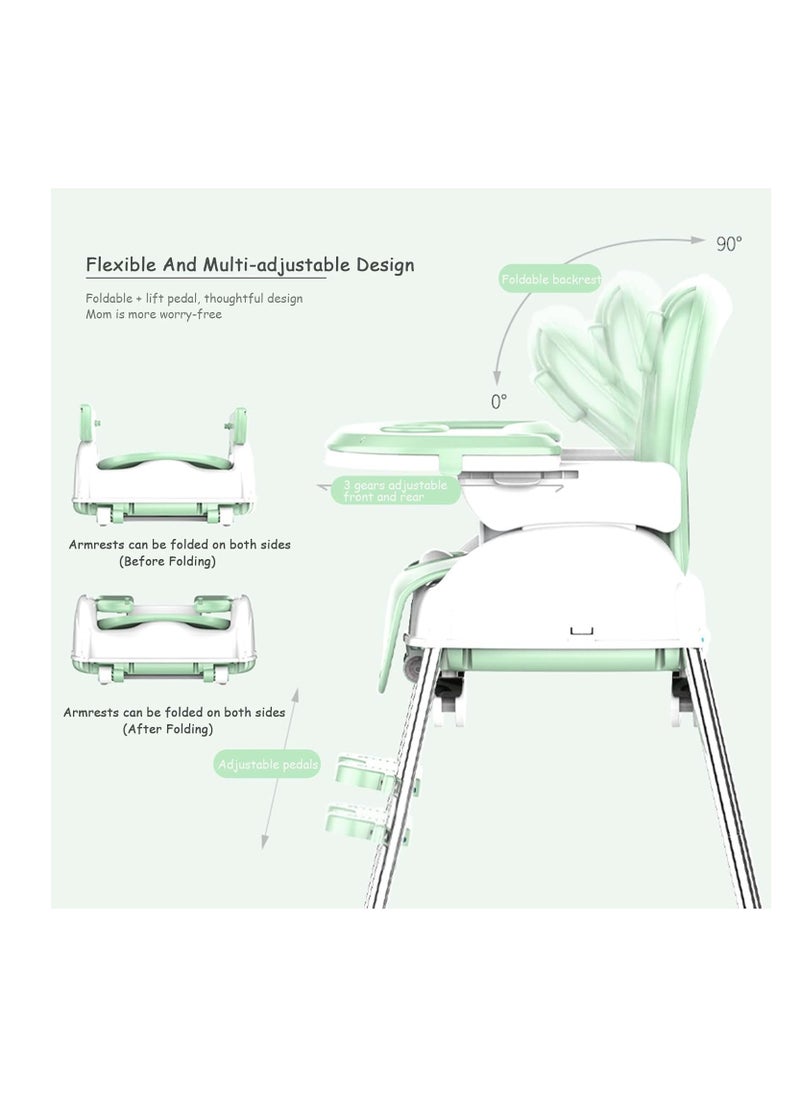 FULL JOY Adjustable Multifunctional Portable Foldable Dining Highchair With Removable Tray-Blue  - Image 5