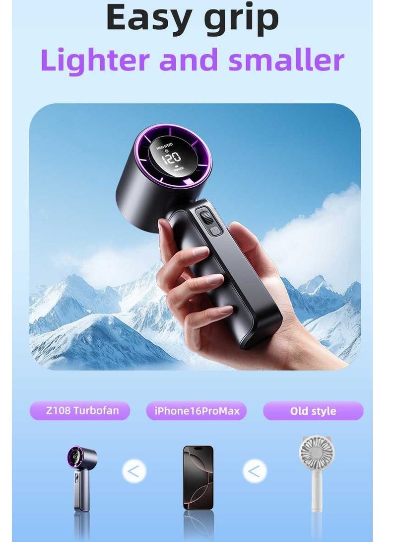 Laseta 120 Speed Handheld Portable Turbo Fan [2-8H Max Cooling Time], 3600mAh USB Rechargeable Personal Battery Operated Mini Small Pocket Fan with 5 Speeds for Travel/Outdoor/Home/Office - WHITE - Image 5