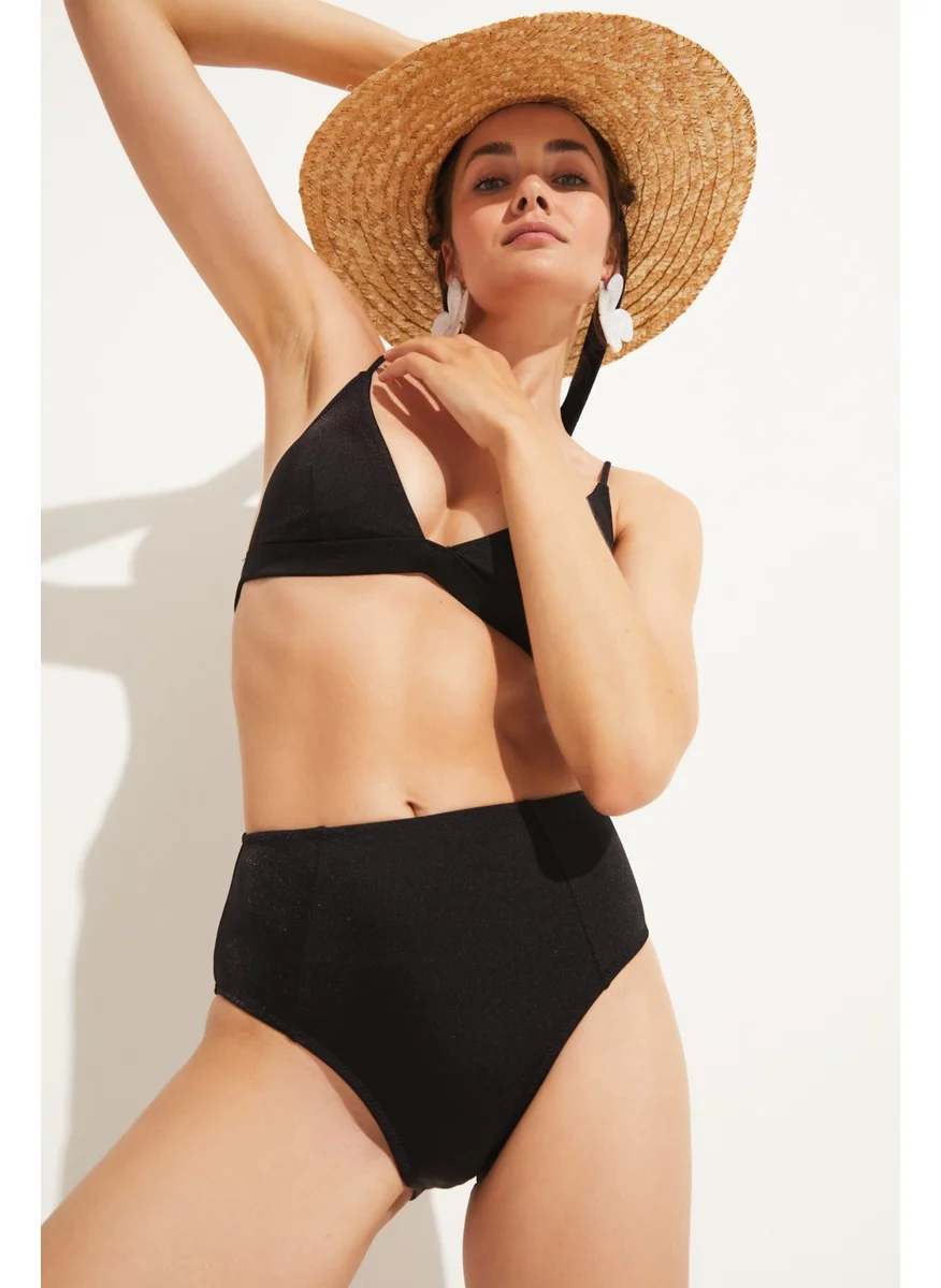 JUNE Triangle Tie High Waist Bikini Set