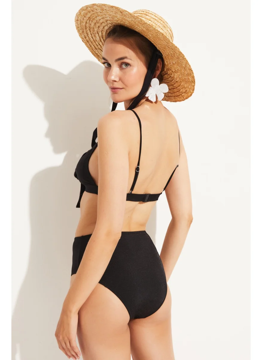 JUNE Triangle Tie High Waist Bikini Set