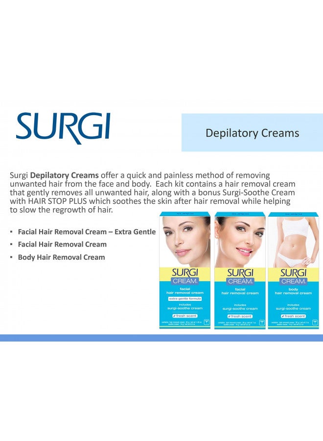 Surgi Surgi-cream Hair Remover Extra Gentle Formula For Face, 1-Ounce Tubes (Pack of 3) - Image 3