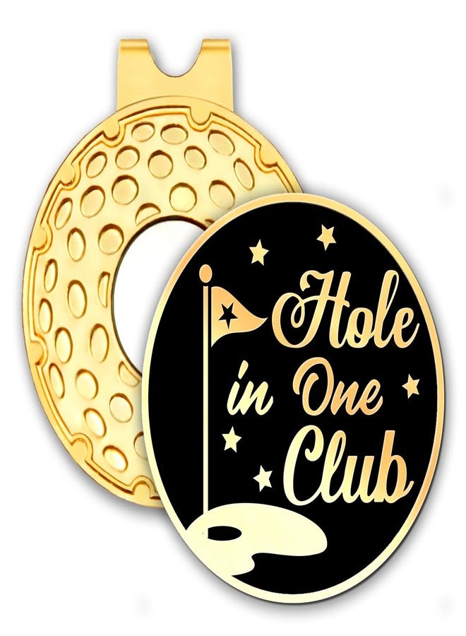 rofiowa Hole in One Club Black Gold Golf Ball Marker with Hat Clip, Funny Golf Accessories for Men Women, Christmas Father's Day Birthday Gifts for Golf Fan Golfer, Novelty Golf Gifts (OBJ051) - Image 1