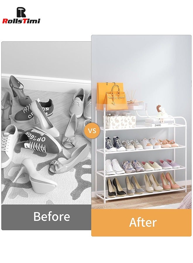 RollsTimi  6-Layer Iron Plastic Shoe Rack Storage Stackable Shoes Boots Organizer for Closet Bedroom Hallway,White - Image 3