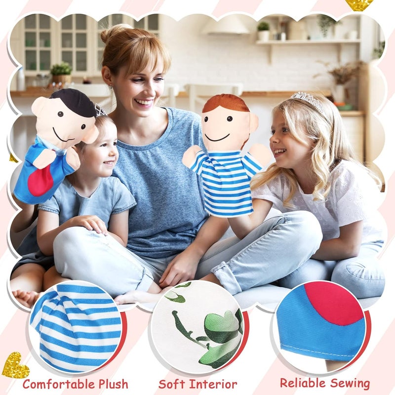 Jerify 6 قطع دمى يد عائلية ناعمة من القماش، أعضاء عائلة لطيفة، ألعاب يدوية للمعلمين والآباء والعروض ووقت القصص واللعب في المدارس، الأجداد، الأم، الأب، الأخ، الأخت - Image 3