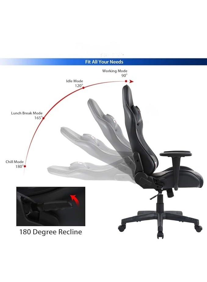 Ergonomic Gaming Chair with Retractable Footrest, Lumbar Cushion and Head Support – Comfortable Racing Style Chair - Image 5