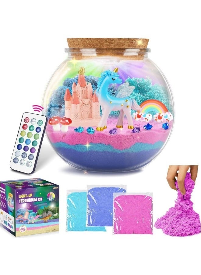 null - Unicorns Terrarium Gifts for Kids Girls, Light Up Terrarium Unicorns Toys for Girls, DIY Moon Lamp Arts and Crafts Birthday Gift for Children Age 4-12 (Unicorn) - Image 1