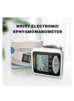 REALBLAD Electronic Blood Pressure Monitor: Battery-powered, with an LCD digital display screen, wrist cuff, heart rate and pulse monitor, stores up to 99 readings, features two user modes, and includes voice broadcast (BLACK)  - Image 1