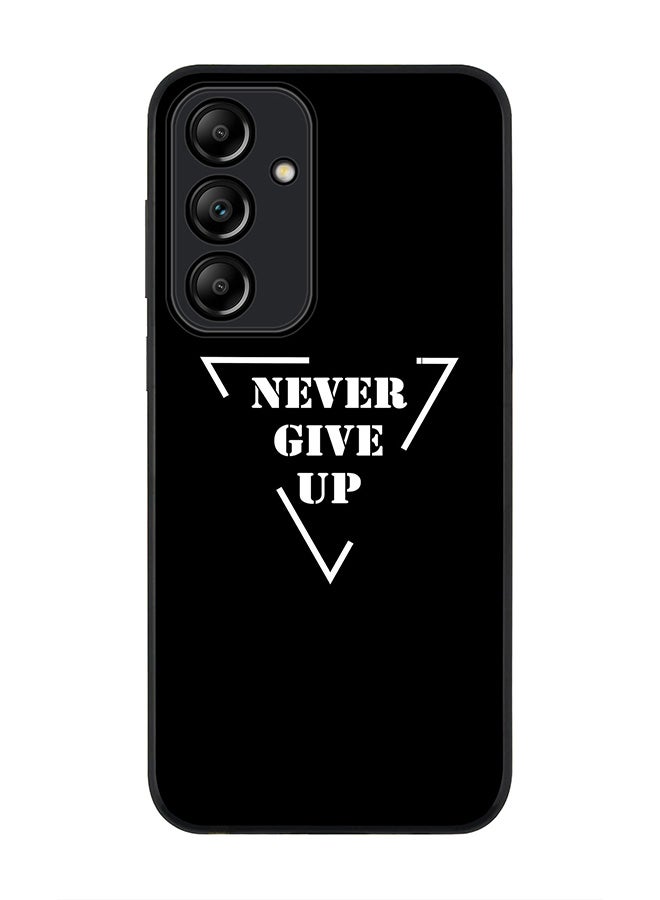 Stylizedd Rugged Black Edge Case for Samsung Galaxy A35, Slim fit Soft Case Flexible Rubber Edges Anti Drop TPU Gel Thin Cover -  Never give up - Image 1