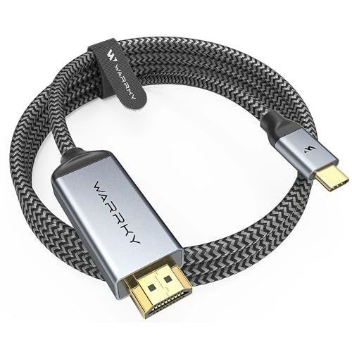 Warrky USB C to HDMI Cable 4K, [10FT / 3M, Braided, High Speed] Thunderbolt 3 to HDMI Adapter Compatible for New iPad, MacBook Pro/Air, iMac, Galaxy S20 S10 S9 S8, Surface, Dell, HP - Image 1