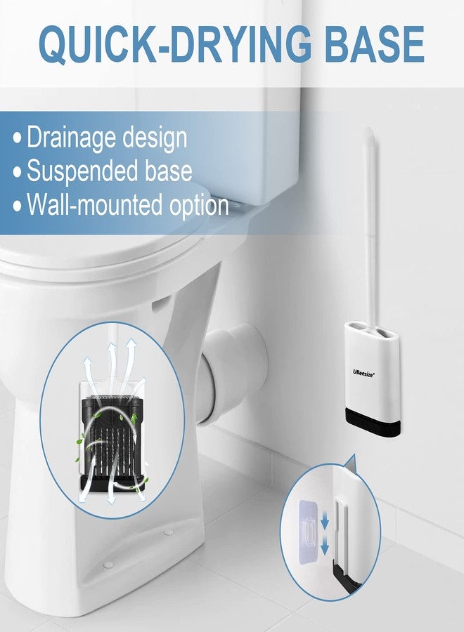 UBeesize Toilet Brush with Flexible Brush Head and Silicone Bristles, Quick Drying Holder Set for Bathroom, Compact Size, white. 15" X 4.5" - Image 3