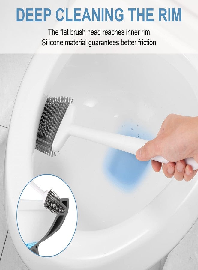 UBeesize Toilet Brush with Flexible Brush Head and Silicone Bristles, Quick Drying Holder Set for Bathroom, Compact Size, white. 15" X 4.5" - Image 2