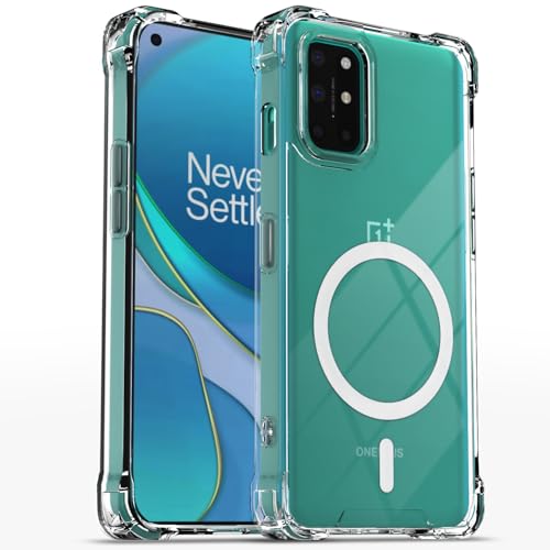 Pikkme Back Cover for OnePlus 8T / 9R Mag-Safe Shockproof PC + TPU Protective Case Magnetic Support Bumper Case (Transparent Mag-Safe) - Image 1