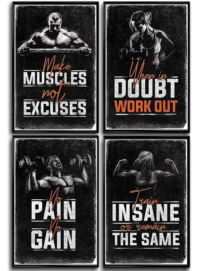 Throwback Traits Gym Posters for Home Gym Decor, Motivational Posters for Gym, Workout Posters for Home Gym, Motivational Poster, Fitness Posters, Workout Room Decor, Inspirational Posters, Gym Wall Art, 4 Set 11x17" - Image 1