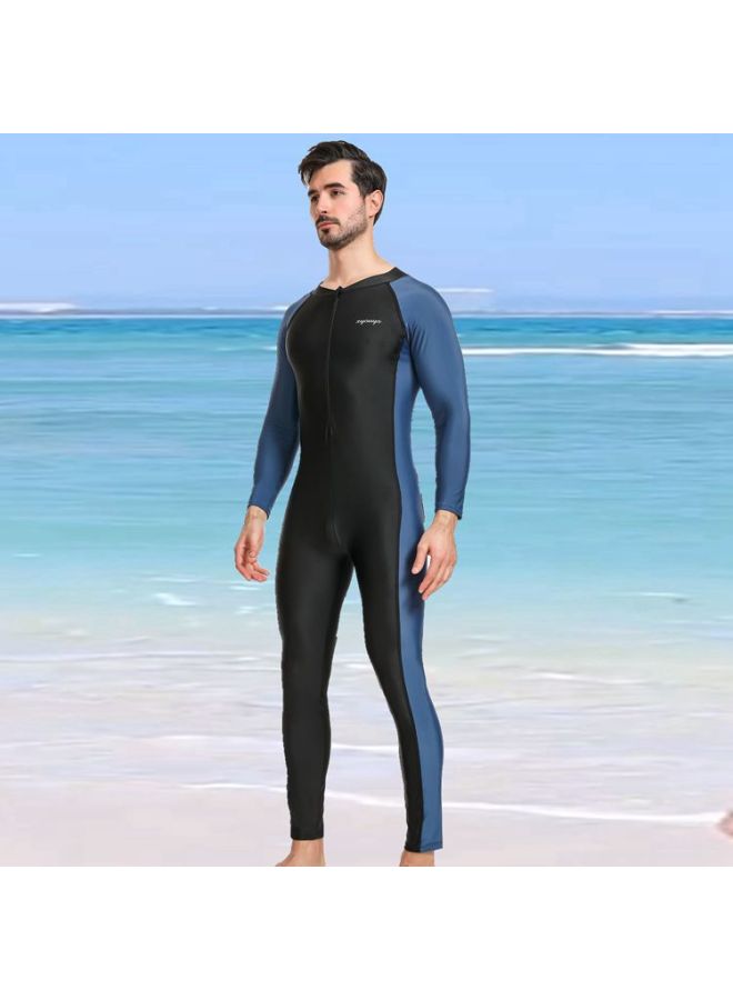 Loquat One-piece Swimsuit Men's Long-sleeved Trousers Sunscreen Quick-drying Coach Swimsuit Large Size Surf Jellyfish Suit Wetsuit-Color:Grey- - Image 4