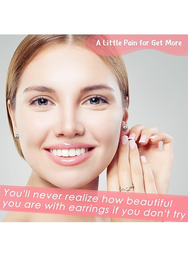 4 Pcs Disposable Self Gun Ear Nose Piercing Kit, No Pain Portable Piercing Kit with Stainless Steel Pierced Earrings, Diamond Earring Studs (Pink) - Image 5