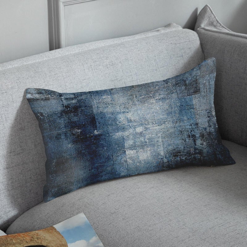 Britimes Britimes Throw Pillow Covers Modern Home Art Decor  12 x 20 Inches Set of 2 Pillow Cases Decorative  Abstract Oil Painting Pillowcases for Bedroom  Living Room  Navy Blue Accent  - Image 3