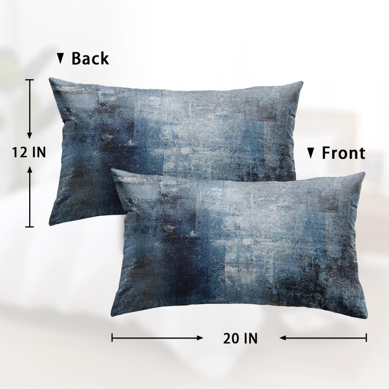 Britimes Britimes Throw Pillow Covers Modern Home Art Decor  12 x 20 Inches Set of 2 Pillow Cases Decorative  Abstract Oil Painting Pillowcases for Bedroom  Living Room  Navy Blue Accent  - Image 2